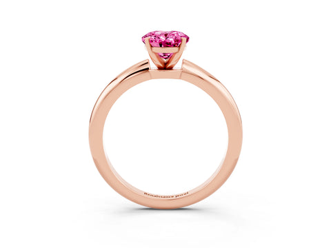 Rose gold Oval Cut Pink Sapphire Solitaire Ring with Six-Prong Setting and Classic Band_3