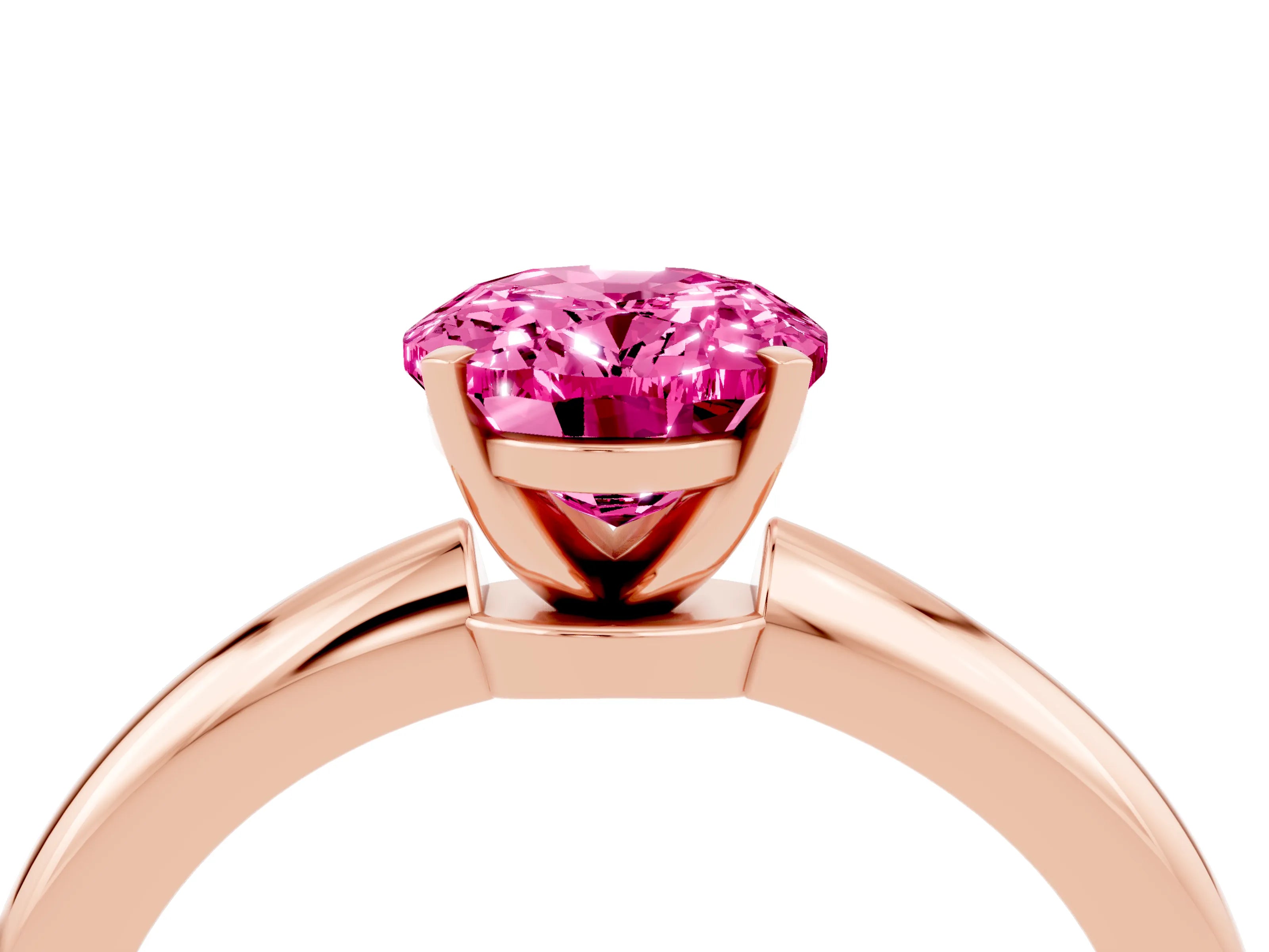 Rose gold Oval Cut Pink Sapphire Solitaire Ring with Six-Prong Setting and Classic Band_4