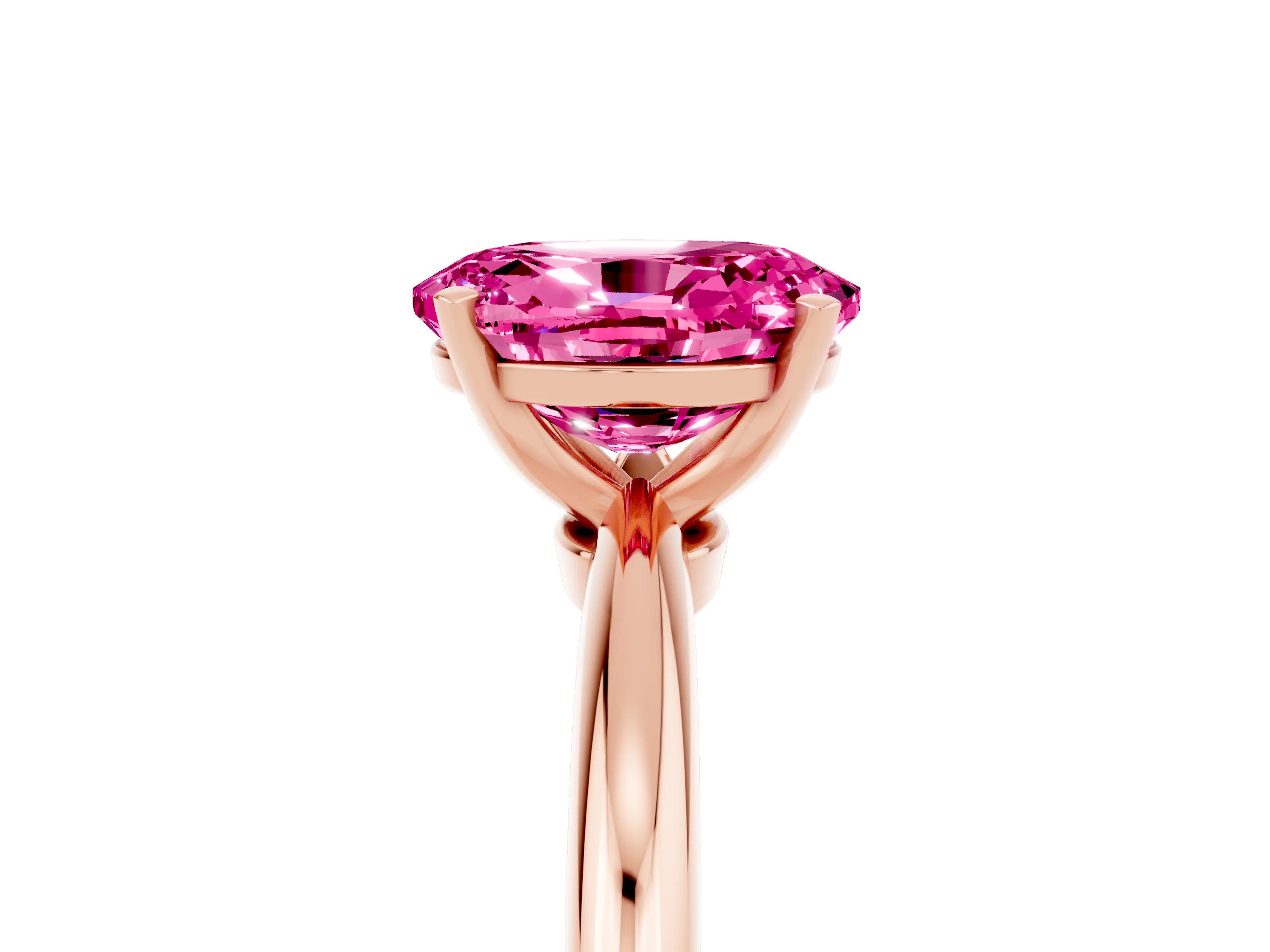 Rose gold Oval Cut Pink Sapphire Solitaire Ring with Six-Prong Setting and Classic Band_5