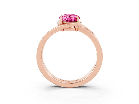 Rose gold Oval Cut Pink Sapphire Solitaire Ring with Split Shank and Prong Setting_3
