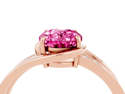 Rose gold Oval Cut Pink Sapphire Solitaire Ring with Split Shank and Prong Setting_4