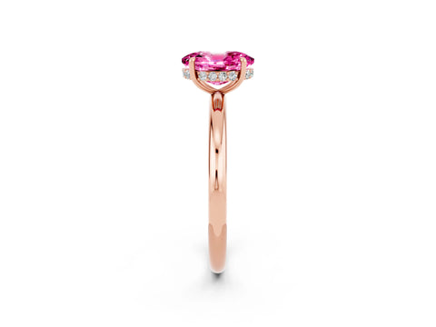 Rose gold Oval Cut Pink Sapphire Solitaire Ring with Thin Band and Four-Prong Setting_38