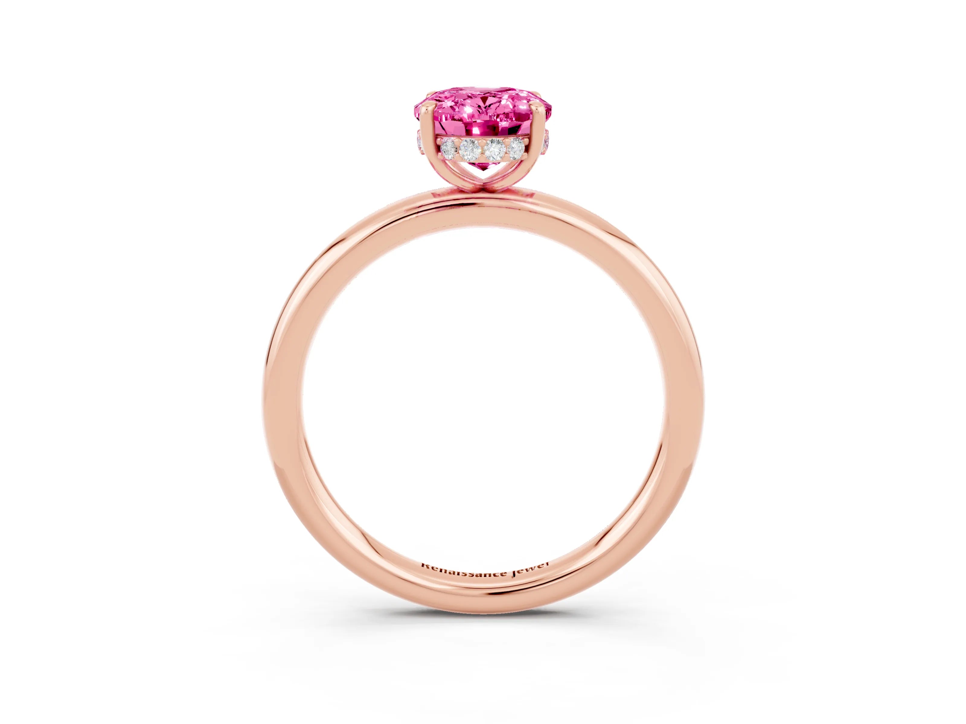 Rose gold Oval Cut Pink Sapphire Solitaire Ring with Thin Band and Four-Prong Setting_39