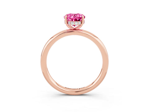Rose gold Oval Cut Pink Sapphire Solitaire Ring with Thin Band and Four-Prong Setting_39