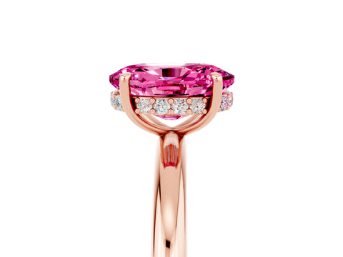 Rose gold Oval Cut Pink Sapphire Solitaire Ring with Thin Band and Four-Prong Setting_41