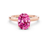 Rose gold Oval Cut Pink Sapphire Solitaire Ring with Thin Band and Prong Setting_12