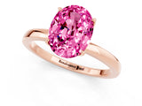 Rose gold Oval Cut Pink Sapphire Solitaire Ring with Thin Band and Prong Setting_13