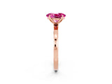Rose gold Oval Cut Pink Sapphire Solitaire Ring with Thin Band and Prong Setting_14