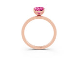 Rose gold Oval Cut Pink Sapphire Solitaire Ring with Thin Band and Prong Setting_15