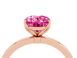 Rose gold Oval Cut Pink Sapphire Solitaire Ring with Thin Band and Prong Setting_16