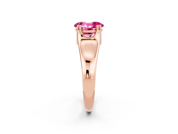 Rose gold Oval Cut Pink Sapphire Solitaire Ring with Wide Band and Prong Setting