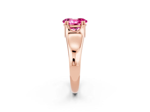 Rose gold Oval Cut Pink Sapphire Solitaire Ring with Wide Band and Prong Setting_26