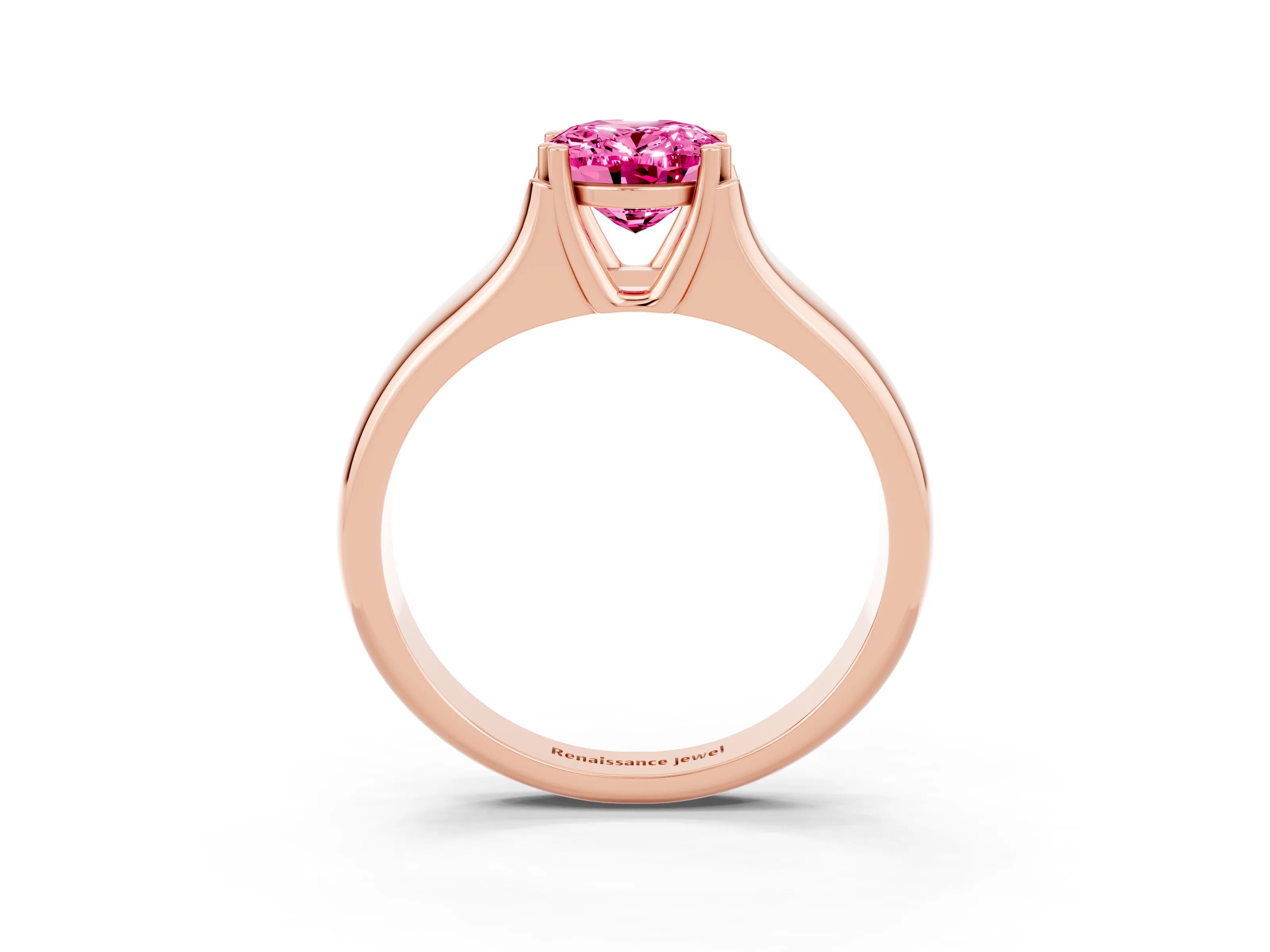 Rose gold Oval Cut Pink Sapphire Solitaire Ring with Wide Band and Prong Setting_27