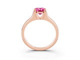 Rose gold Oval Cut Pink Sapphire Solitaire Ring with Wide Band and Prong Setting_27