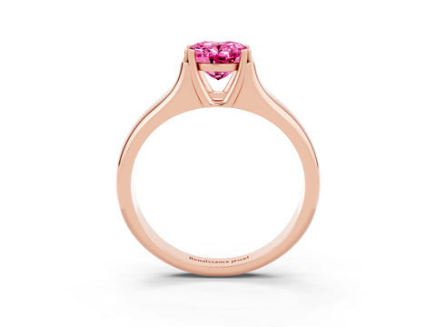 Rose gold Oval Cut Pink Sapphire Solitaire Ring with Wide Band and Prong Setting_27