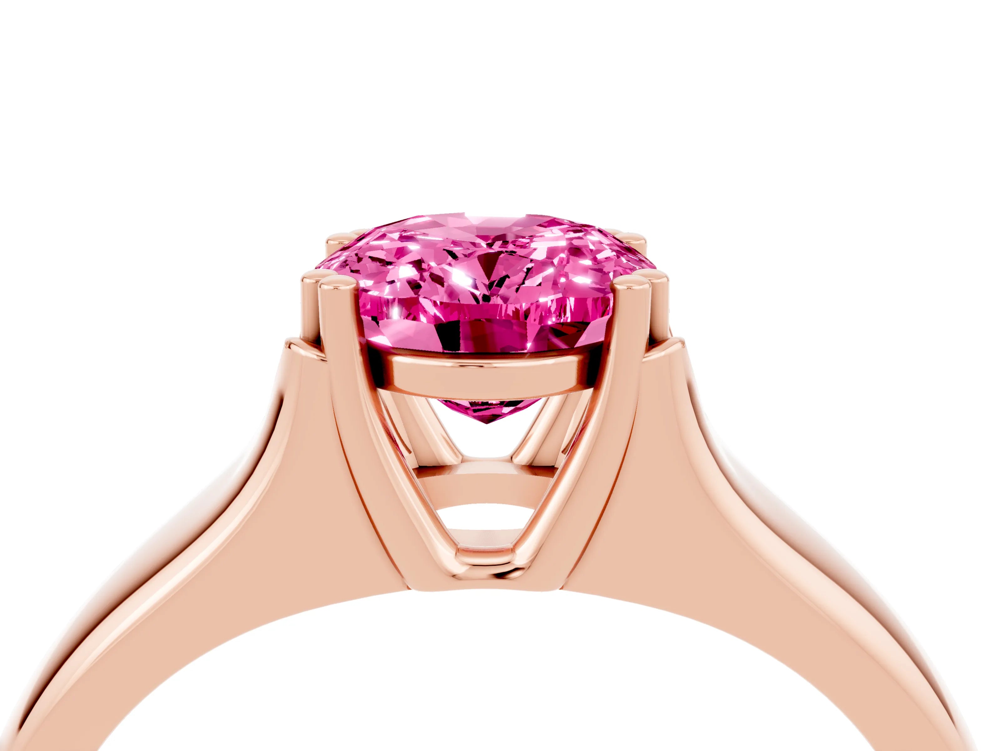 Rose gold Oval Cut Pink Sapphire Solitaire Ring with Wide Band and Prong Setting_28