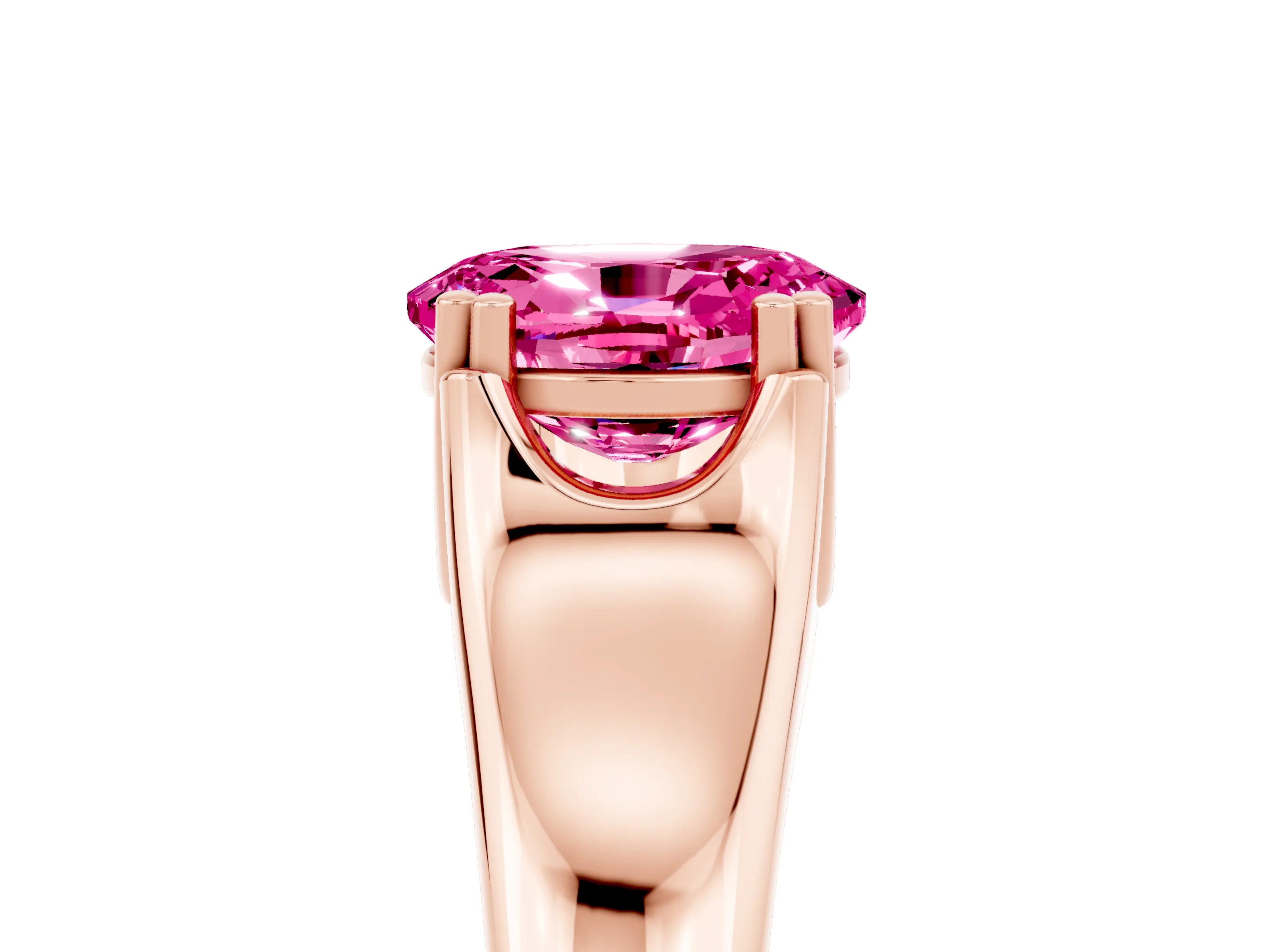 Rose gold Oval Cut Pink Sapphire Solitaire Ring with Wide Band and Prong Setting_29
