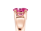 Rose gold Oval Cut Pink Sapphire Solitaire Ring with Wide Band and Prong Setting_29