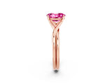 Rose gold Oval Cut Pink Sapphire Solitaire Twist Band Prong Setting Ring_80