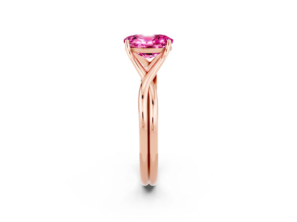 Rose gold Oval Cut Pink Sapphire Solitaire Twist Band Prong Setting Ring