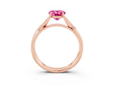 Rose gold Oval Cut Pink Sapphire Solitaire Twist Band Prong Setting Ring_81