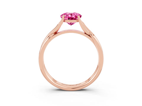 Rose gold Oval Cut Pink Sapphire Solitaire Twist Band Prong Setting Ring_81