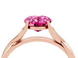 Rose gold Oval Cut Pink Sapphire Solitaire Twist Band Prong Setting Ring_82