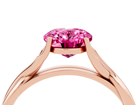 Rose gold Oval Cut Pink Sapphire Solitaire Twist Band Prong Setting Ring_82