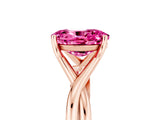 Rose gold Oval Cut Pink Sapphire Solitaire Twist Band Prong Setting Ring_83