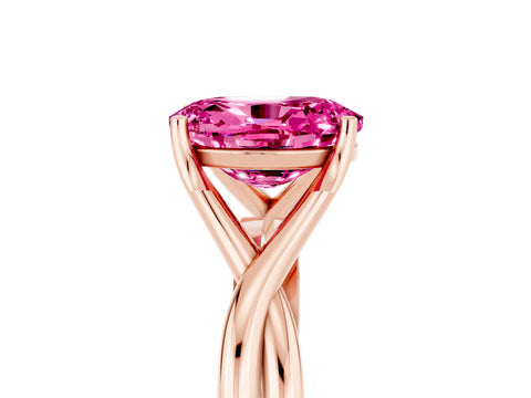 Rose gold Oval Cut Pink Sapphire Solitaire Twist Band Prong Setting Ring_83