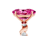 Rose gold Oval Cut Pink Sapphire Solitaire Twisted Band with Round  Accents and Prong Setting_17