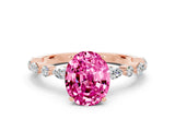 Rose gold Oval Cut Pink Sapphire Solitaire with Side Stones on a Pavé Band and Four-Prong Setting_24