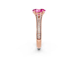 Rose gold Oval Cut Pink Sapphire Split Shank Engagement Ring with Pavé Band_26