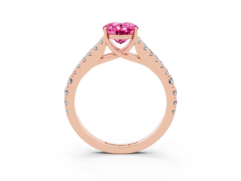 Rose gold Oval Cut Pink Sapphire Split Shank Pavé Engagement Ring with Four-Prong Setting_15