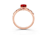 Rose gold Oval Cut Ruby Cluster Side Stone Solitaire Ring with Prong Setting_27