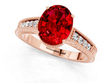 Rose gold Oval Cut Ruby Engagement Ring with Milgrain Channel Set Band and Prong Setting_1