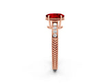 Rose gold Oval Cut Ruby Engagement Ring with Milgrain Channel Set Band and Prong Setting_2