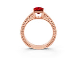 Rose gold Oval Cut Ruby Engagement Ring with Milgrain Channel Set Band and Prong Setting_3