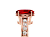 Rose gold Oval Cut Ruby Engagement Ring with Milgrain Channel Set Band and Prong Setting_5