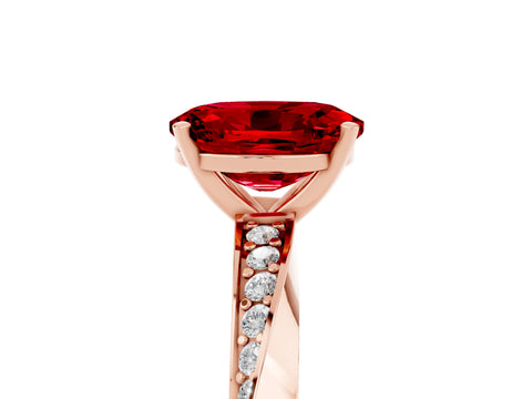 Rose gold Oval Cut Ruby Engagement Ring with Side Stone Accents and Four-Prong Setting_32