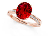Rose gold Oval Cut Ruby Engagement Ring with Side Stone Accents and Four-Prong Setting_61