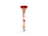 Rose gold Oval Cut Ruby Engagement Ring with Side Stone Accents and Four-Prong Setting_62