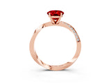 Rose gold Oval Cut Ruby Engagement Ring with Side Stone Accents and Four-Prong Setting_63
