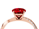 Rose gold Oval Cut Ruby Engagement Ring with Side Stone Accents and Four-Prong Setting_64