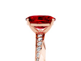 Rose gold Oval Cut Ruby Engagement Ring with Side Stone Accents and Four-Prong Setting_65