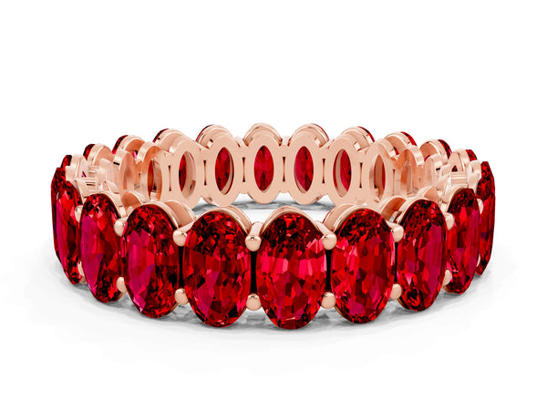 Rose gold Oval Cut Ruby Eternity Band with Shared Prong Setting