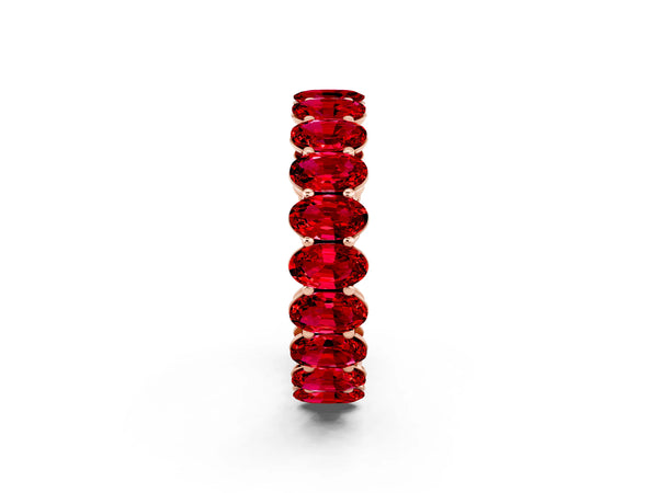 Rose gold Oval Cut Ruby Eternity Band with Shared Prong Setting
