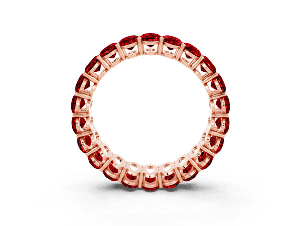 Rose gold Oval Cut Ruby Eternity Band with Shared Prong Setting
