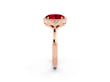 Rose gold Oval Cut Ruby Halo Ring with Tapered Band and Four-Prong Setting_2
