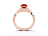 Rose gold Oval Cut Ruby Halo Twist Band Solitaire Prong Setting Ring_3